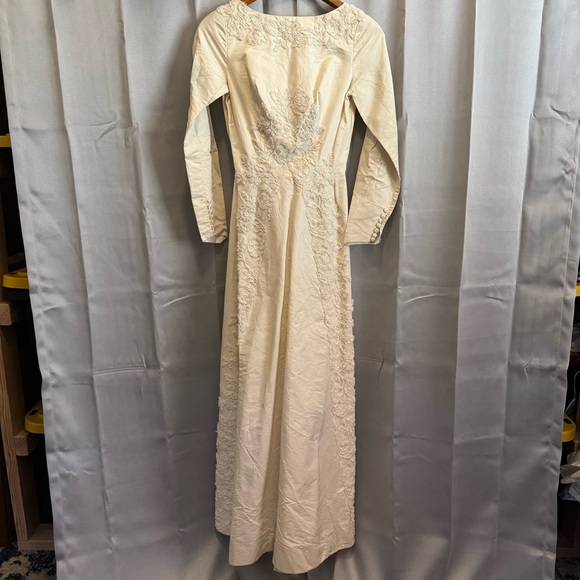 Vintage Handmade Cream Beaded Dress Button Back XS Wedding 50s - 60a Rare Read - Picture 8 of 16